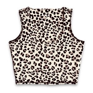 STANCE Leopard Print Cropped Sports Bra Tank Medium